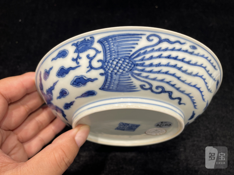 清道光 青花对头凤纹盘一对 - 图3